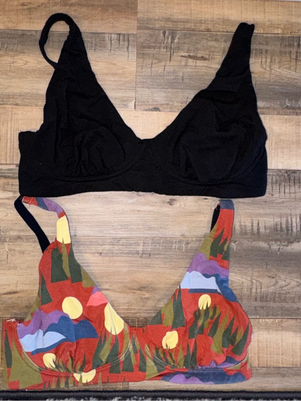 MeUndies Soft Modal Adjustable Bras Set of 2 Black and Desert Print Size Large